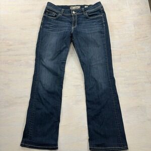 BKE Jeans Harper Bootcut 32R Distressed Contrast Stitch Dark Wash Denim Womens